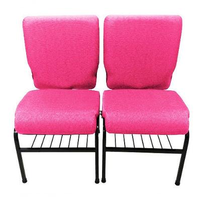 02 Cadeiras Para Igrejas C/ Porta Biblía E Porta Cálice Rosa
