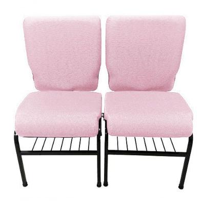 02 Cadeiras Para Igrejas C/ Porta Biblía E Porta Cálice Rosa