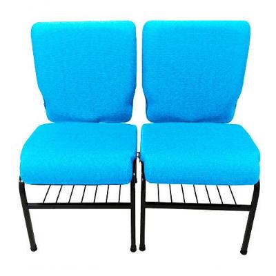 02 Cadeiras Para Igrejas C/ Porta Biblía E Porta Cálice Azul