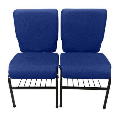02 Cadeiras Para Igrejas C/ Porta Biblía E Porta Cálice Azul