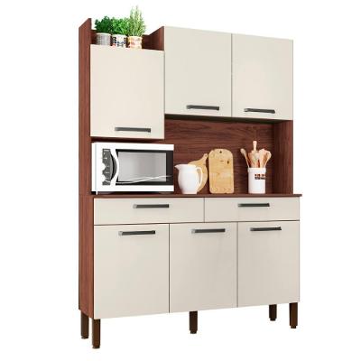 Kit De Cozinha 6 Portas E 2 Gavetas Udine Nogueira Off White