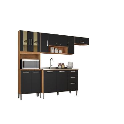 Cozinha Completa Lavínia Balcao Para Cuba Damasco / Preto - Fdecor