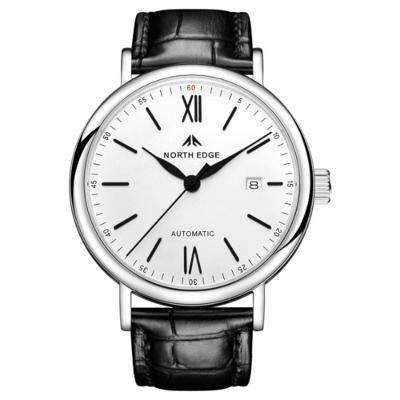 Relógio De Pulso Automático Mecânico Nort Amoy Edge Pulseira De Couro Impermeável Preto