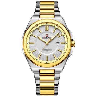 Relógio De Pulso Masculino Analogico Design Casual á Prova D\'água Branco Dourado
