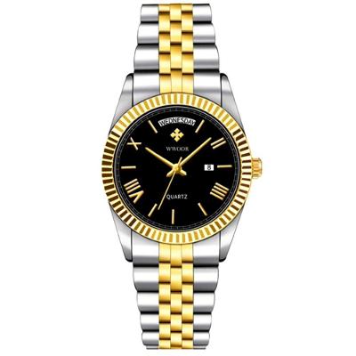Relógio De Quartzo Masculino Design Casual Em Aço Inoxidavel à Prova D'água 3atm Preto Prata