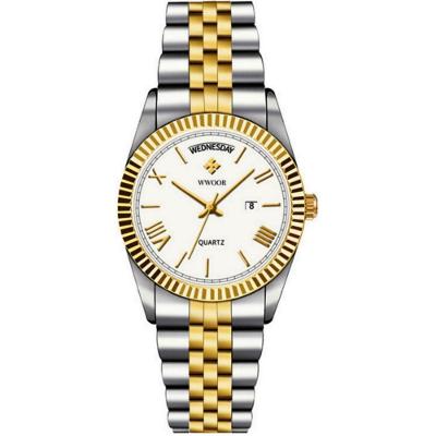 Relógio De Quartzo Masculino Design Casual Em Aço Inoxidavel à Prova D'água 3atm Branco Prata