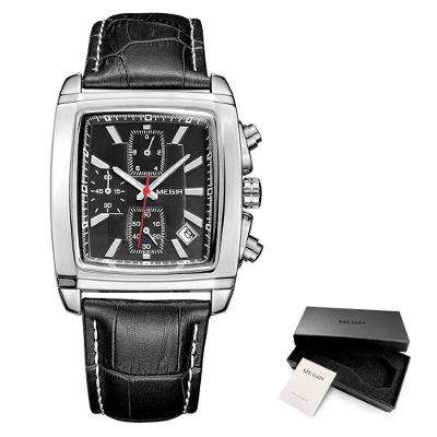 Relógio De Quartzo Cronógrafo Casual Estiloso Megir Masculino Preto