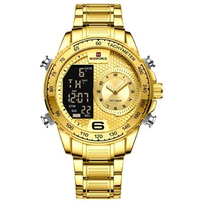 Relógio De Masculino Em Aço Inoxidavel Luminoso Display Lcd Design Esportivo Dourado