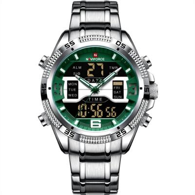 Relógio Masculino Analógico Em Aço Inoxidável Display Led Digital A Prova Dágua Verde