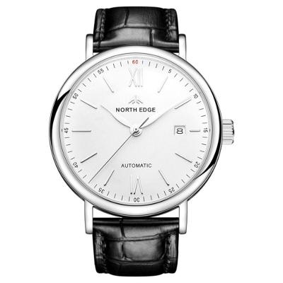 Relógio De Pulso Automático Mecânico Nort Amoy Edge Pulseira De Couro Impermeável Branco