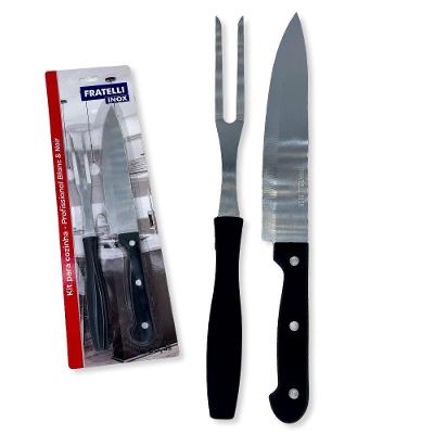 Kit Churrasco 2 Peças Profissional Faca E Garfo Blanc & Noir