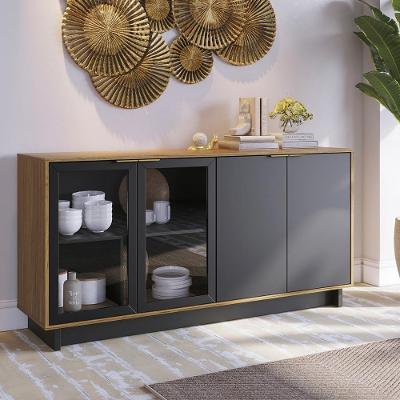 Buffet 4 Portas Vitória Noce Milano Preto Fosco Noce Milano Preto Fosco