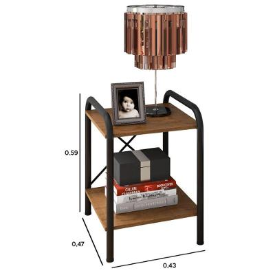 Mesa De Cabeceira Madri Com Prateleiras Para Quarto