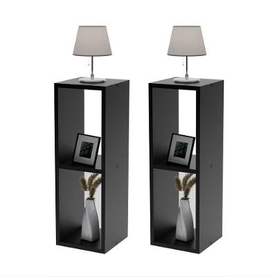 Conjunto Mesa De Cabeceira Pequena 20x20x60cm Diamante Preto Quarto Sala