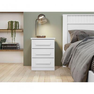 Mesa De Cabeceira 3 Gavetas Baiao Branco