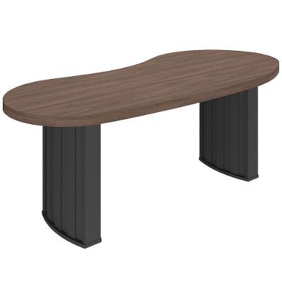 Mesa Para Escritório 200cm Tamburato Curves A02 Charuto Preto