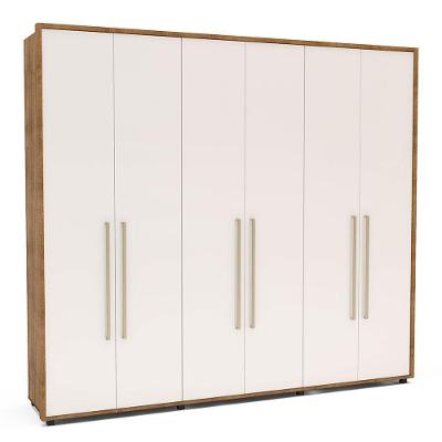 Guarda Roupa Casal 6 Portas 6 Gavetas Coimbra Politorno Freijo Com Off White