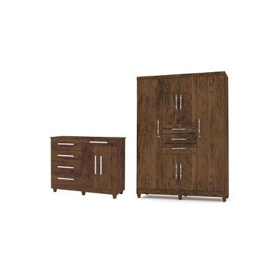 Kit Com Guarda Roupa Taurus e Cômoda Sirius Imbuia
