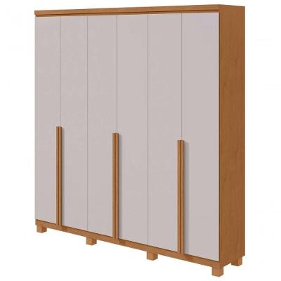 Guarda-roupas Casal Alonzo 6 Portas 4 Gavetas Sem Espelho 100% Mdf Com Pés Amendoa Clean Off White
