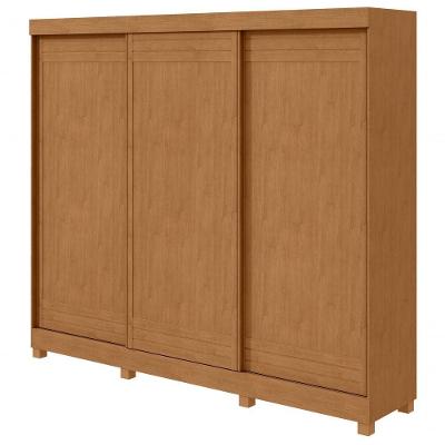 Guarda-roupas Casal Nice 3 Portas 4 Gavetas Flex Com Pés Amendoa Clean.