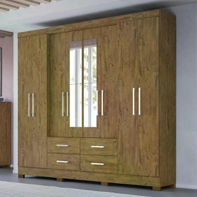 Guarda Roupa Casal 8 Portas Espelho 4 Gavetas Plus Castanho