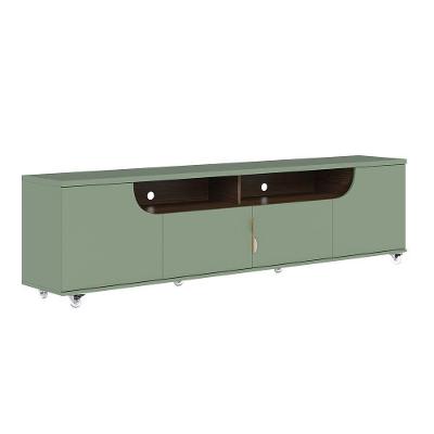 Bancada Tv De 75 Polegadas 4 Portas Karol 200cm Verde Pistache-amêndoa C04 - D'rossi