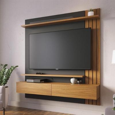 Painel Home Suspenso 2 Portas Tv's 65 Juriti Noce Milano Preto Fosco Noce Milano Preto Fosco
