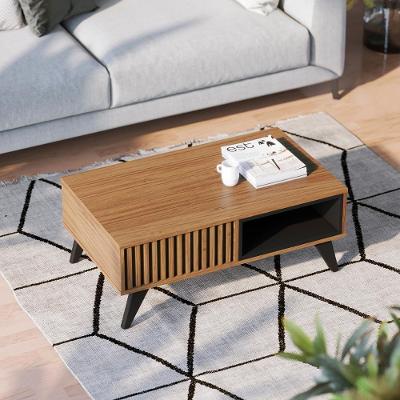 Mesa De Centro Retangular 1 Nicho Jeri Noce Milano Preto Fosco Noce Milano Preto Fosco