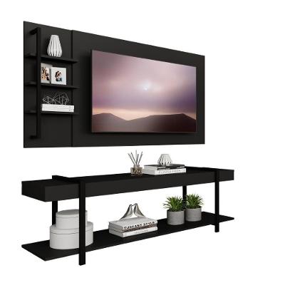 Rack C/ Painel Para Tv Até 50\' Ohio Carraro - Preto/preto Preto/preto