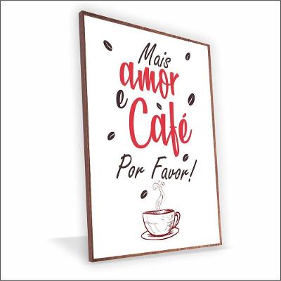 Quadro Café Com Amor Vinil Sem Vidro Tamanho-moldura 70x50 Caixa Cor Madeira