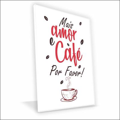 Quadro Café Com Amor Vinil Sem Vidro Tamanho-moldura 120x80 Caixa Cor Branca