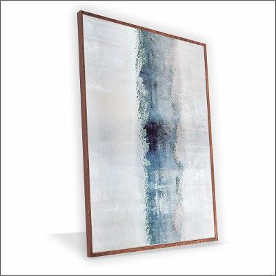 Quadro Abstrato Azul Canvas Sem Vidro Tamanho-moldura 20x20 Caixa Cor Madeira