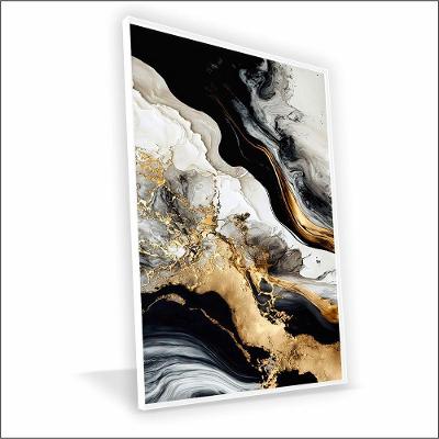 Quadro Marmorizado Chique Canvas Com Vidro Tamanho-moldura 40x30 Caixa Cor Branca