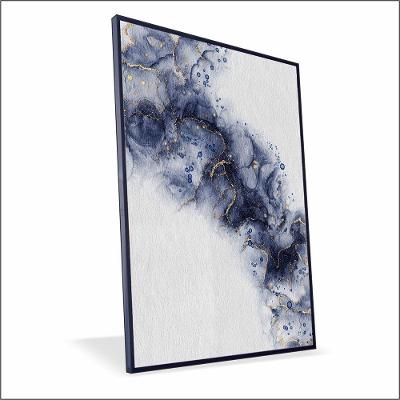Quadro Fumaça Azul Vinil Com Vidro Tamanho-moldura 20x20 Baixa Cor Preta