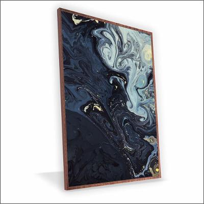 Quadro Marmorizado Chique Canvas Sem Vidro Tamanho-moldura 40x30 Filete Cor Madeira