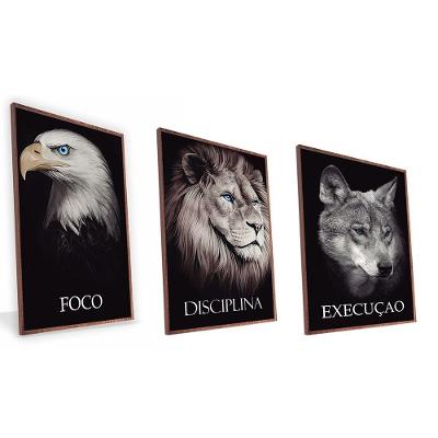 Kit Quadro Arquétipos Canvas Sem Vidro Tamanho-moldura 40x30 Filete Cor Madeira