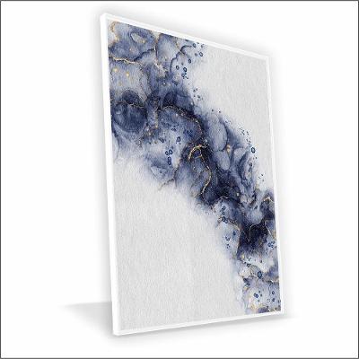 Quadro Fumaça Azul Vinil Com Vidro Tamanho-moldura 70x50 Caixa Cor Branca