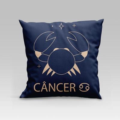 Capa De Almofada Estampada Signos Do Zodíaco Em Veludo Suede 45cm X 45cm Câncer
