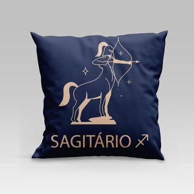 Capa De Almofada Estampada Signos Do Zodíaco Em Veludo Suede 45cm X 45cm Sagitário