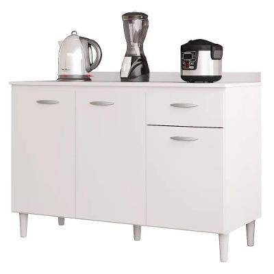 Balcão De Cozinha Sem Tampo 3 Portas 1 Gaveta 120cm - Poquema Cor Branco