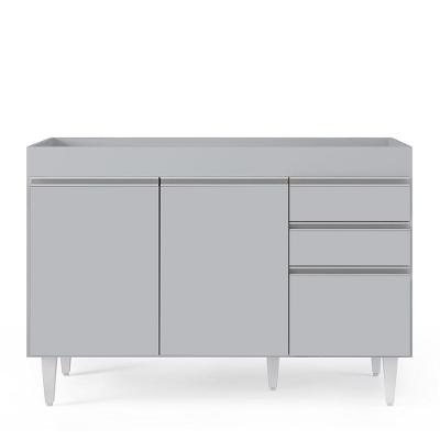 Balcão De Cozinha Para Pia 120cm 3 Portas Sem Tampo Michigan Cinza Claro - Lumil
