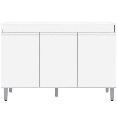 Balcão De Pia Para Cozinha 120 Cm Kadu 3 Portas Branco