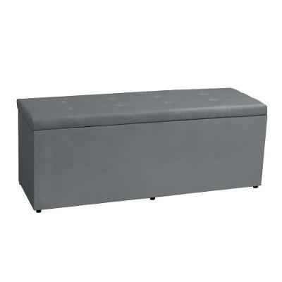 Calçadeira Recamier Baú Casal 1,40m Berlim Suede Cinza - Pallazio