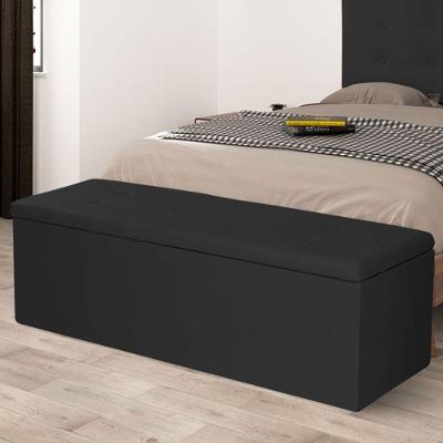 Calçadeira Recamier Baú King 1,95m Berlim Suede - Pallazio Cor Preto