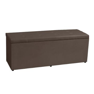 Calçadeira Recamier Baú Casal 1,40m Berlim Suede Marrom - Pallazio