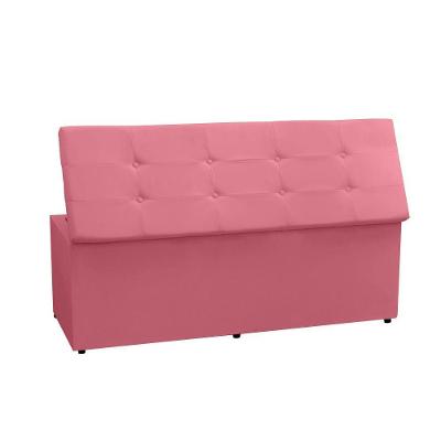 Calçadeira Recamier Baú King 1,95m Berlim Suede - Pallazio Cor Rosa