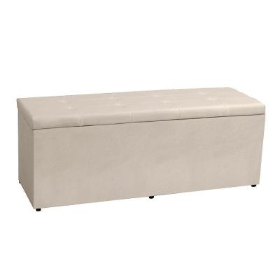Calçadeira Recamier Baú Queen 1,60m Berlim Suede Bege - Pallazio