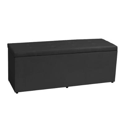 Calçadeira Recamier Baú Casal 1,40m Berlim Suede - Pallazio Cor Preto
