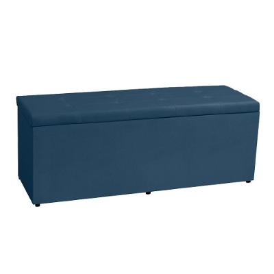 Calçadeira Recamier Baú King 1,95m Berlim Suede Azul Marinho - Pallazio