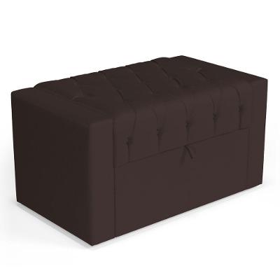 Calçadeira Báu Solteiro Atena 90cm Capitonê Suede Marrom - Desk Design